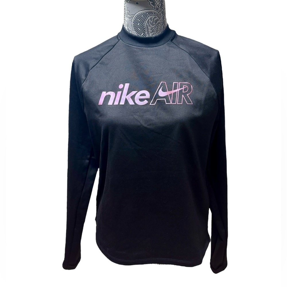 NWT Nike Air Women's Black Running Midlayer Mesh Long Sleeve Top DM7545-010